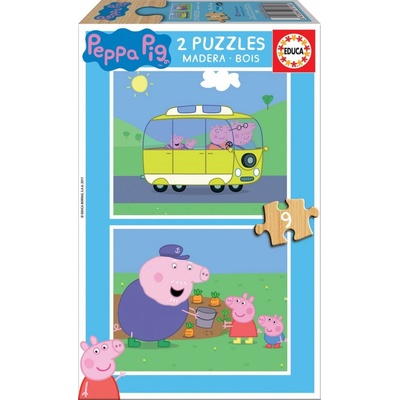 EDUCA Dřevěné Prasátko Peppa 2 x 9 dielov