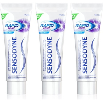 Sensodyne Rapid Cool Mint паста за зъби с флуорид за чувствителни зъби 3x75ml