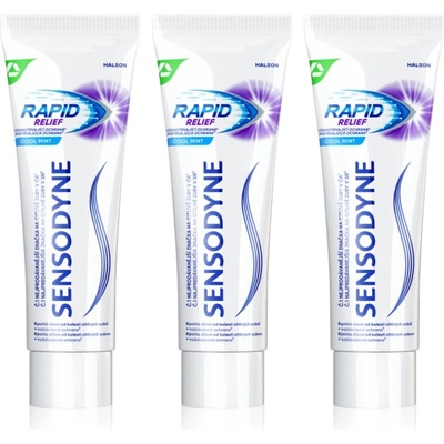 Sensodyne Rapid Cool Mint паста за зъби с флуорид за чувствителни зъби 3x75ml