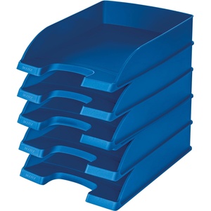 Leitz letter basket standard A4, pack of 5, letter tray in premium quality, stackable storage compartments as desk organiser, can be combined with Plus series, blue, 52270035 (52270035)