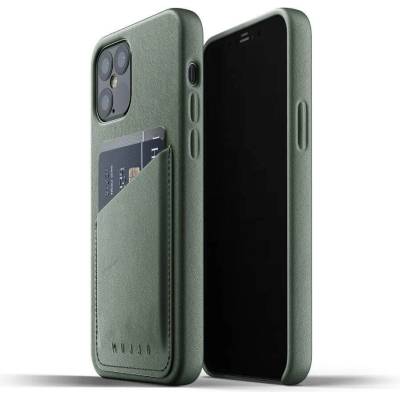 Mujjo Leather Wallet Case - кожен (естествена кожа) кейс с джоб за кредитна карта за iPhone 12, iPhone 12 Pro (зелен)