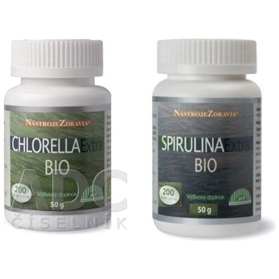 Nástroje zdravia Chlorella Extra Bio 200 ks + Spirulina Extra Bio 200 ks