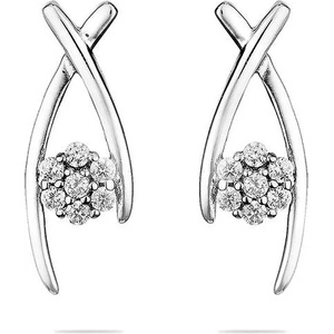 Swan Сребърни обици с камъчета от циркон с японски захват Dancing Stone END544E Swan