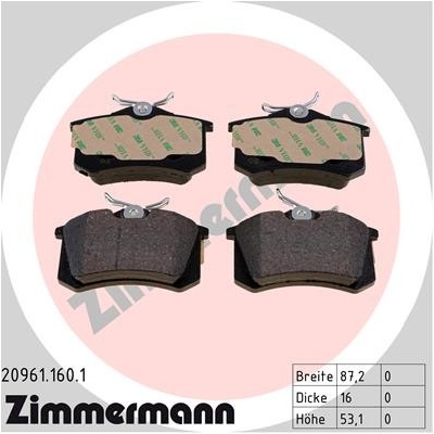 ZIMMERMANN Sada brzdových platničiek kotúčovej brzdy 209611601