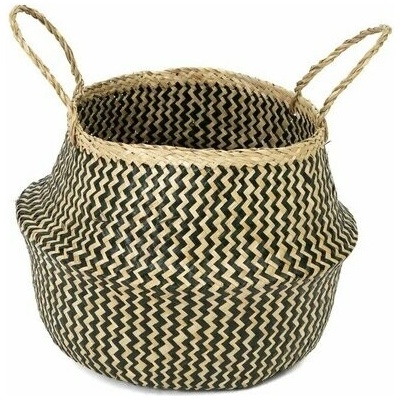 Compactor Pletený úložný košík z morskej trávy Belly 35 x 32 cm čierna M