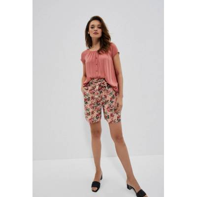 Moodo Cotton shorts with flowers čierna kaki zelená krémová tmavočervená ružová červená viacfarená viacfarená