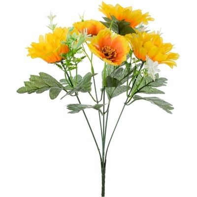 KYTICA GERBERA ŽLTÁ, DROB. KVETY, ZELEŇ 34CM