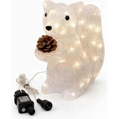 DECOLED Eco Fix 3D LED svítící veverka 30 cm, akryl, venkovní, teple bílá, hliník, IP44
