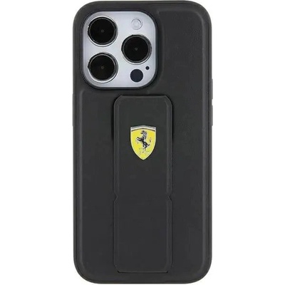 Ferrari Кейс Ferrari Grip Stand Metal Logo за iPhone 15, черен (FER000613-0)