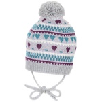 Sterntaler Детска плетена шапка с връзки Sterntaler - На сърчица, 51 cm, 18-24 месеца (4701605-542) - baby