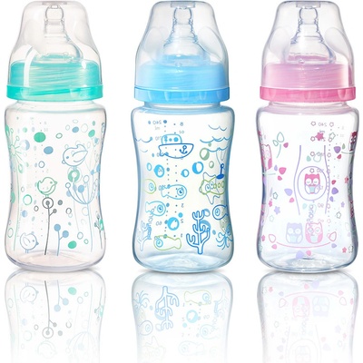 BabyOno antikoliková láhev široké hrdlo modrá 240ml