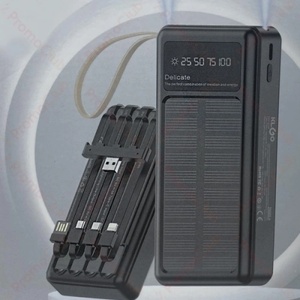  20 000 mAh Соларна батерия с LED диспей - Power Bank KLGO KP-96 с 4 вградени кабела