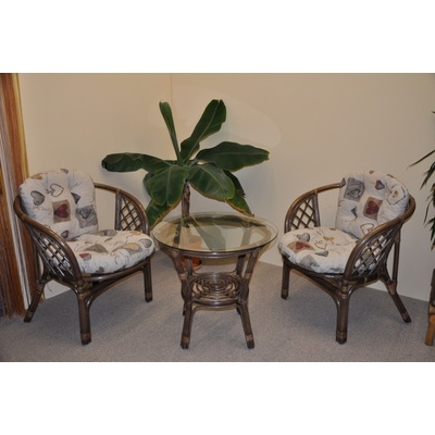 Ratanová sedací souprava Bahama hnědá 2+1, polstr motiv srdce LOVE – Zboží Dáma