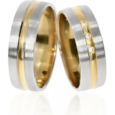 Zlatnictví Helios Zlaté snubní prsteny L 169 Se Zirkony