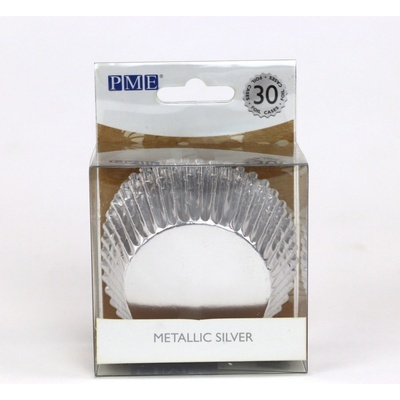 PME Košíčky papírové s fólií Stříbrné metalické v.28x50mm 30ks – Zboží Dáma