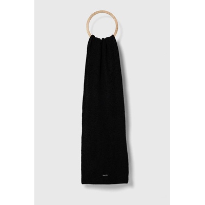 Calvin Klein Вълнен шал Calvin Klein в черно с меланжов десен (K50K510995)