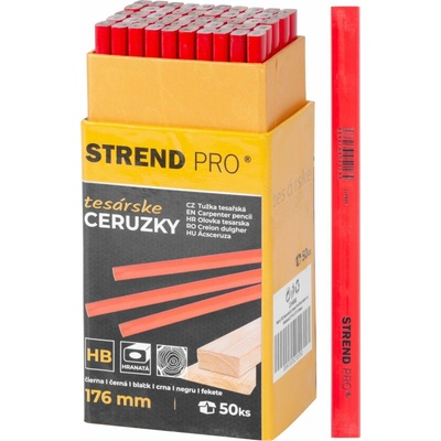 Ceruzka Strend Pro, tesárska, 176 mm, čierna tuha, hranatá, sellbox 50 ks