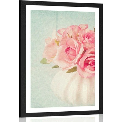 Plakát s paspartou růže ve váze - 20x30 white