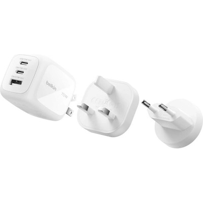 Belkin BOOSTCHARGE PRO преносимо зарядно устройство с USB+2 Type-C порта, 70 W, за САЩ, БЯЛО WCH018HQWH (WCH018HQWH)