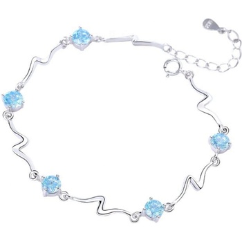 Silenti Jewelry Сребърна гривна "Син Кристал