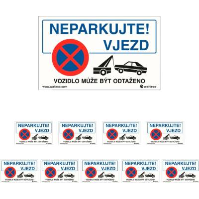Walteco Zákaz parkování / Vozidlo může být odtaženo, 165x100mm, plastová tabulka Množství: 10 ks , 20788BP2
