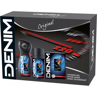 Denim Original pro muže voda po holení 100 ml + sprchový gel 250 ml + deospray 150 ml dárková sada – Zboží Mobilmania