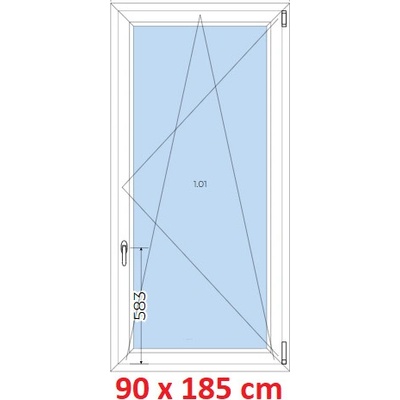 Soft Plastové okno 900 x 1850 mm, otevíravé a sklopné, Antracit krupička/bílá