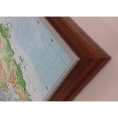 Georelief Státy středozemního moře - plastická mapa 80 x 60 cm Varianta: mapa v dřevěném rámu, Provedení: Pinos světle hnědý