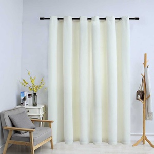 Pure Line Home Кадифена завеса в цвят кремав с метални халки, 290 x 245 см