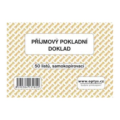 Optys 1318 Příjmový doklad A6, jednoduchý, samopropisovací, 50 listů