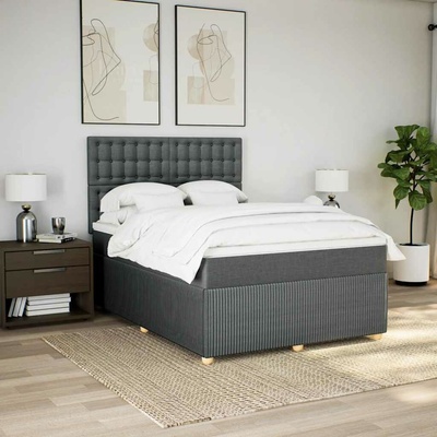 vidaXL Boxsprings matrací tmavě šedá textil