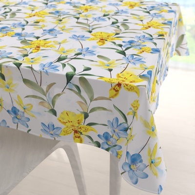 Biante Teflonový čtvercový ubrus TF-081 Žluto-modré lilie na bílém 80x80 cm