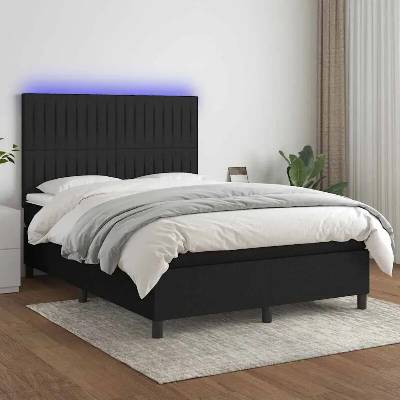 vidaXL 11461.3135039 Boxspring postel s matrací a LED černá textil