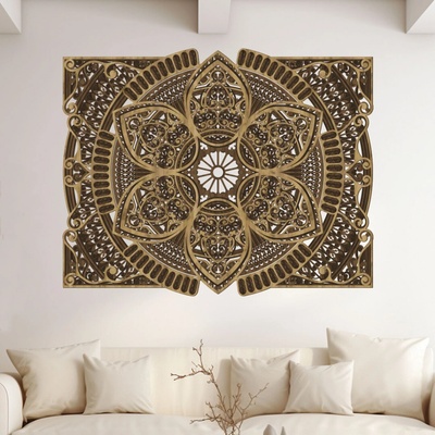 dřevo života 6 vrstvá dřevěné mandala TVOŘIVOSTI Zvolte rozměr šxv (cm): 120x96, Zvolte barvu dekoru: Dub zlatý-Ořech-Wenge