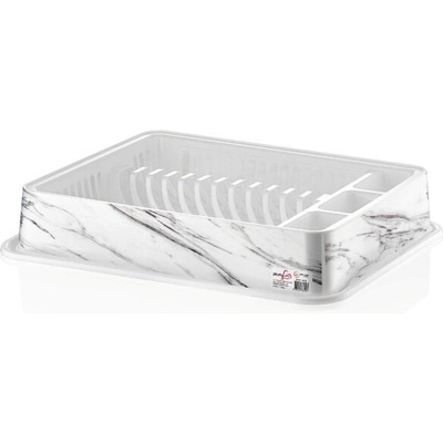 Пластмасов сушилник за съдове с тава за отцеждане и декор мрамор (t019)