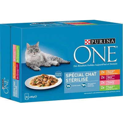 Purina ONE Sterilised 8 x 85 g kuřecí, hovězí, losos, krůta 8 x 85 g