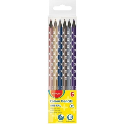 Keyroad trojhranné farbičky čierne drevo mix metalických farieb 6ks KR971869