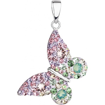 Evolution Group Strieborný prívesok s krištáľmi Swarovski mix farieb motýľ 34192 3 sakura