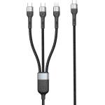 DeTech Кабел за данни DeTech DE-51CCL, 3 in 1, Type-C - 2хType-C, Lightning, 1.0m, Black - 40516 (DE-40516)