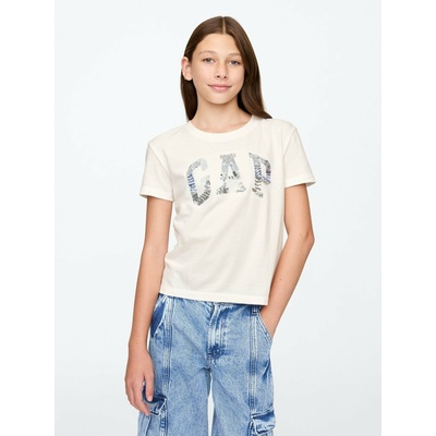 GAP Бебешка тениска с лого от пайети GAP GAP | Byal | Момичешки | 104/110