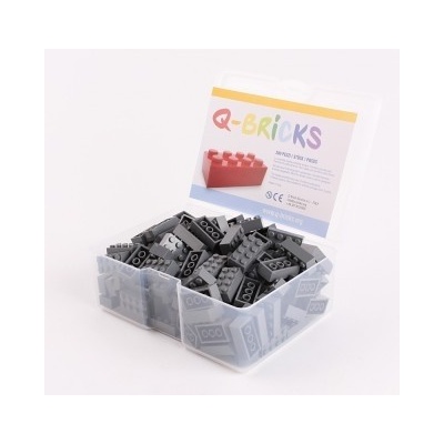Q-bricks UNICOLOR tmavě šedé kostky 300 ks