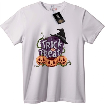 NOONEBRAND Тениска Лакомство или Номер за Halloween - 2XL, White