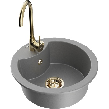 Mexen Diego гранитна мивка с 1 отделение с кухненски смесител Telma, сив - 6512-71-670200-50 (6512-71-670200-50)