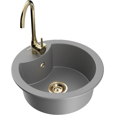 Mexen Diego гранитна мивка с 1 отделение с кухненски смесител Telma, сив - 6512-71-670200-50 (6512-71-670200-50)