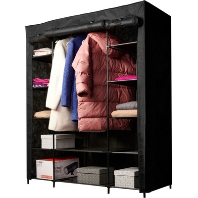 Látková skládací šatní skříň textilní šatní skříň XXL černá – Zboží Mobilmania