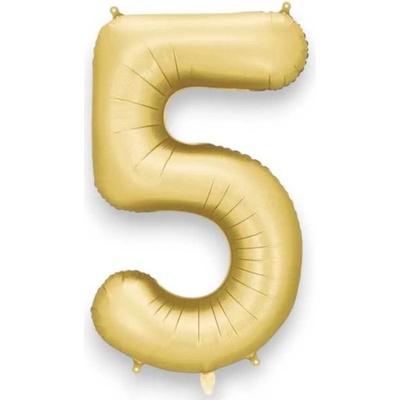 PartyDeco Balónek fóliový číslo 5 zlatá 86 cm