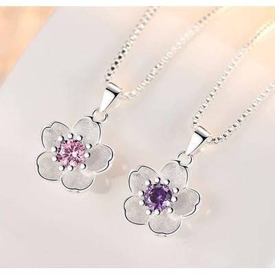 Prosperk Řetízek stříbrný pivoňka zirkon fialová 23991/FIA