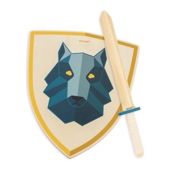 Janod - Детски рицарски комплект с меч и щит - Вълк (J03170)
