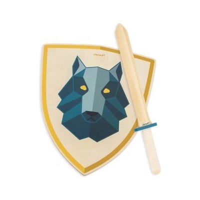 Janod - Детски рицарски комплект с меч и щит - Вълк (J03170)
