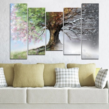 Vivid Home Картини пана Vivid Home от 5 части, Четири сезона, Канава, 160x100 см, 4-та Форма №0723